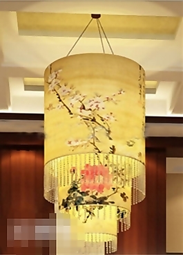 唯美暖色调高端中式花鸟羊皮纸灯素材