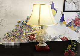 獨特佛教氣息中式佛頭臺燈素材