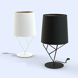 黑白色摆放3d灯具