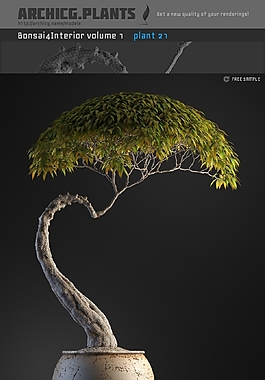 高精度室內盆景3D模型
