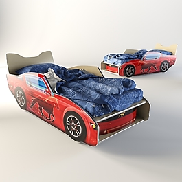 個性跑車單人床3D模型