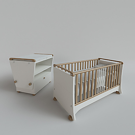 白色简约婴儿床3D模型