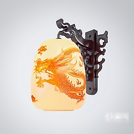 唯美大氣奢華中式宮廷龍壁燈素材