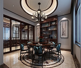 中式餐廳家裝模型