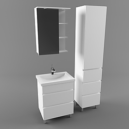 現(xiàn)代純白衛(wèi)浴柜3D模型