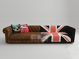 個性獨特高端美式古典國旗沙發素材