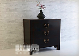 禪意黑色系大氣中式風格邊柜