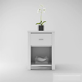 白色简约床头柜模型