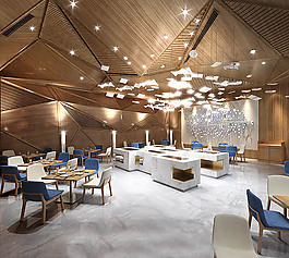 简约商业空间餐厅模型