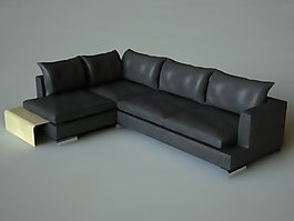 現(xiàn)代時(shí)尚皮質(zhì)黑色組合沙發(fā)3D模型