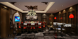 新中式酒店包間模型