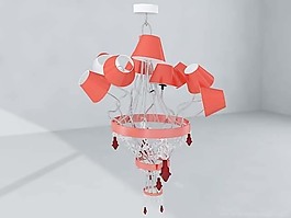 红色创意吊灯3D模型