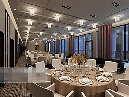現(xiàn)代餐廳模型