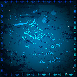 矢量手繪藍色花紋邊框涂鴉背景素材