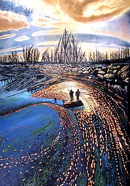 現(xiàn)代風(fēng)景油畫(huà)背景墻素材