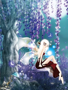 樹林美女背景墻素材