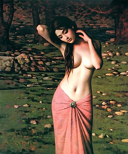 美女油畫背景墻素材圖片