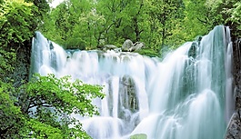 3D高清瀑布青山綠水背景墻