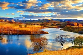 3D山水秋意盎然背景墻