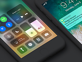 蘋果iOS11通知欄和控制中心Sketch素材