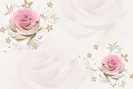 3D玫瑰簡約現代花紋背景墻