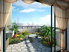3D立體空中花園創(chuàng)意背景墻墻畫壁畫