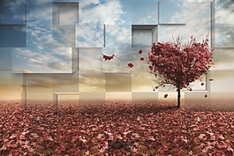 3D立体初秋意境创意墙画壁画背景墙