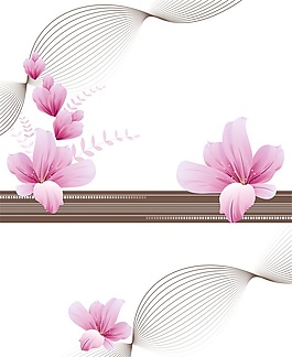 中式唯美粉色花朵流線移門畫