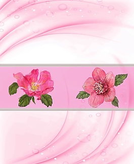 中式唯美粉紅鮮花移門畫
