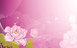 中式唯美粉色牡丹移門畫