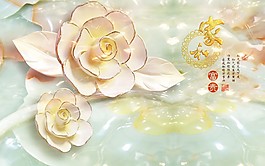 荷花浮雕背景墻