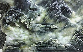 大氣山水浮雕背景墻