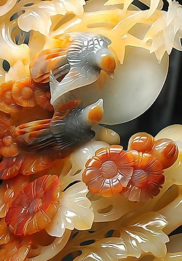 花鳥浮雕背景墻