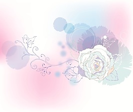 彩色晕染花朵移门创意画