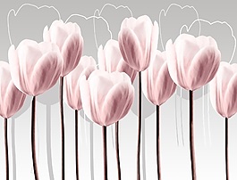 郁金香花紋背景墻