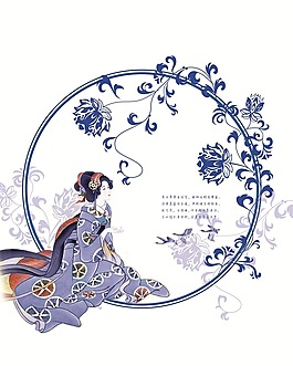 中式花好月圆移门创意画