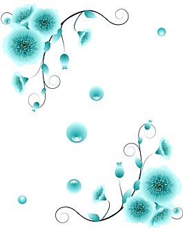 蓝色花藤移门创意画