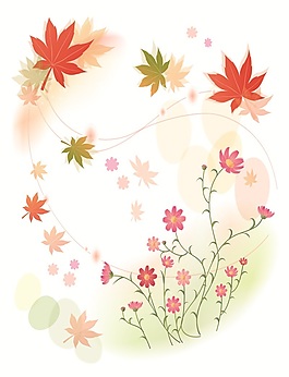 高清唯美楓葉鮮花移門畫(huà)