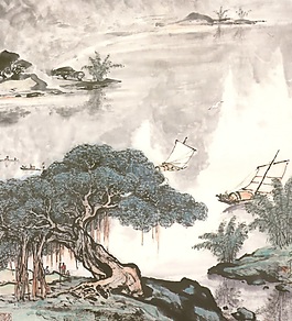 江南水鄉(xiāng)水墨畫電視背景墻