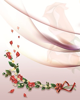 中式創(chuàng)意彩帶花瓣移門畫