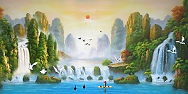 旭日東升背景墻素材