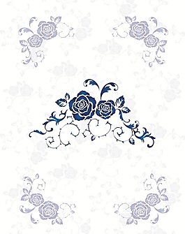 藍(lán)色對花室內(nèi)移門創(chuàng)意畫