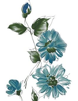 水墨花朵室內(nèi)移門創(chuàng)意畫