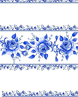 素雅藍(lán)色花朵室內(nèi)移門創(chuàng)意畫
