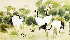 仙鶴背景墻素材