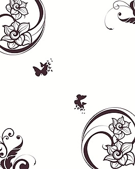 素色蝶戀花室內(nèi)移門創(chuàng)意畫