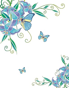 藍(lán)色蝶戀花室內(nèi)移門創(chuàng)意畫