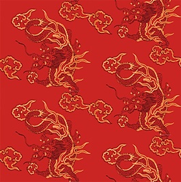 紅色系龍祥云布紋貼圖
