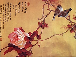 花鳥傳情背景墻素材