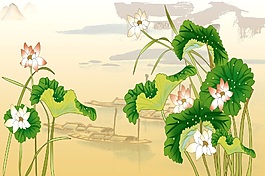 荷塘月色中式風(fēng)背景墻